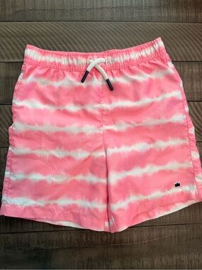 Crown & Ivy Boys Pink and White Tie-Dye Swim Shorts